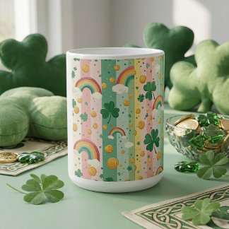 Regenboog Shamrocks Ierse Pastel Roze Groen Koffiemok