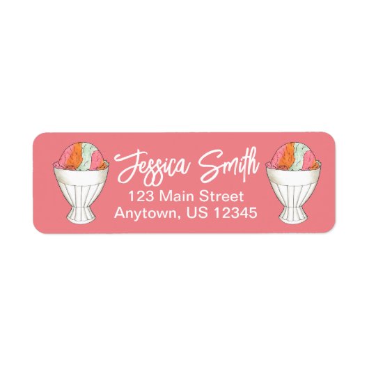 Regenboog Sherbet Ice Cream Sorbet Dessert Scoop Etiket (Voorkant)