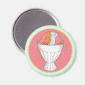 Regenboog Sherbet Ice Cream Sorbet Dessert Scoop Magneet (Voorkant / Achterkant)