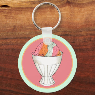 Regenboog Sherbet Ice Cream Sorbet Dessert Scoop Sleutelhanger
