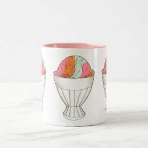 Regenboog Sherbet Ice Cream Sorbet Dessert Scoop Tweekleurige Koffiemok