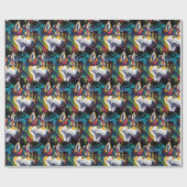 Regenboog Siberische Husky Waterverf Cadeaupapier (Vlak)