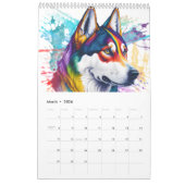Regenboog Siberische Husky Waterverf Kalender (Mar 2026)