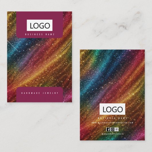 Regenboog Sieraden Oorbellen Ketting Display Kaart Visitekaartje (Voorkant / Achterkant)