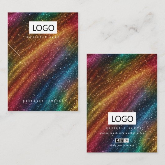 Regenboog Sieraden Oorbellen Ketting Display Kaart Visitekaartje (Voorkant / Achterkant)