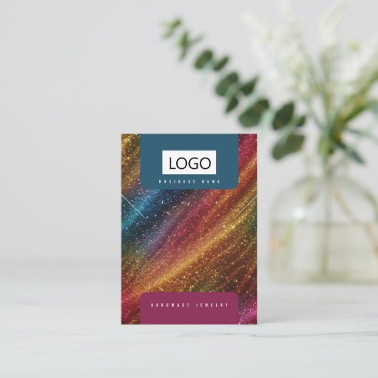 Regenboog Sieraden Oorbellen Ketting Display Kaart Visitekaartje (Staand voorkant)