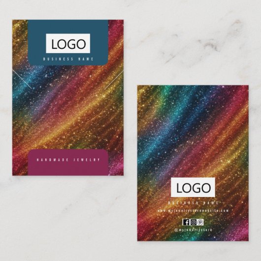 Regenboog Sieraden Oorbellen Ketting Display Kaart Visitekaartje (Voorkant / Achterkant)