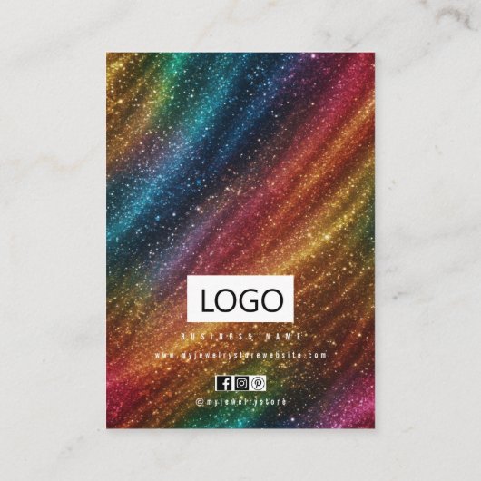 Regenboog Sieraden Oorbellen Ketting Display Kaart Visitekaartje (Achterkant)