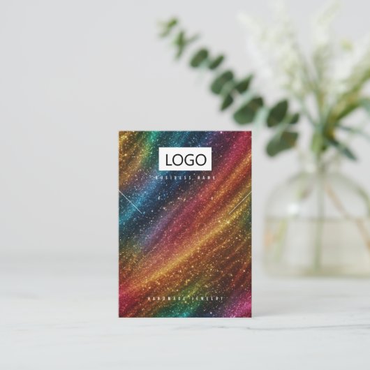 Regenboog Sieraden Oorbellen Ketting Display Kaart Visitekaartje (Staand voorkant)