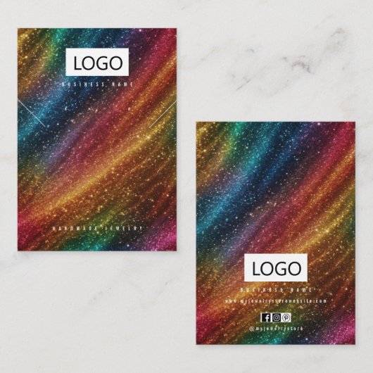 Regenboog Sieraden Oorbellen Ketting Display Kaart Visitekaartje (Voorkant / Achterkant)