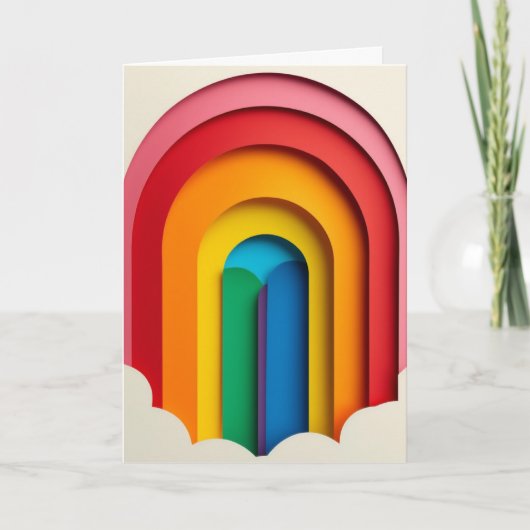 Regenboog Silhouet Papier Collage Kaart (Voorkant)