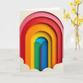 Regenboog Silhouet Papier Collage Kaart (Gele Bloem)
