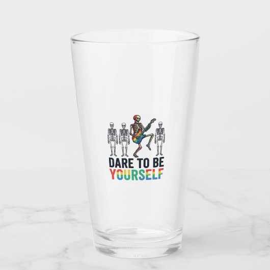 Regenboog Skelet Durf Jezelf Te Zijn Vectorontwerp Glas (Voorkant)
