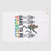 Regenboog Skelet Durf Jezelf Te Zijn Vectorontwerp Golfhanddoek (Horizontaal)