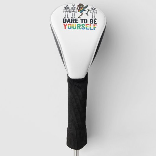 Regenboog Skelet Durf Jezelf Te Zijn Vectorontwerp Golfheadcover (Voorkant)