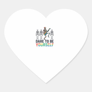 Regenboog Skelet Durf Jezelf Te Zijn Vectorontwerp Hart Sticker