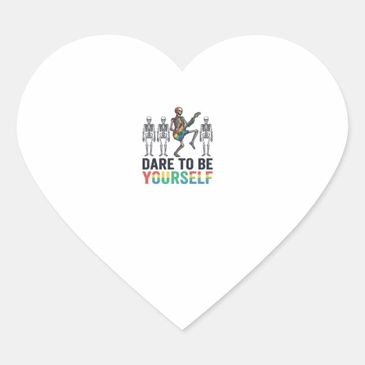 Regenboog Skelet Durf Jezelf Te Zijn Vectorontwerp Hart Sticker (Voorkant)