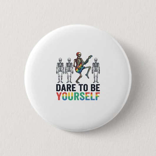 Regenboog Skelet Durf Jezelf Te Zijn Vectorontwerp Ronde Button 5,7 Cm (Voorkant)