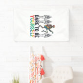 Regenboog Skelet Durf Jezelf Te Zijn Vectorontwerp Spandoek (Insitu)