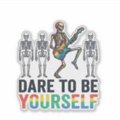 Regenboog Skelet Durf Jezelf Te Zijn Vectorontwerp Sticker (Voorkant)