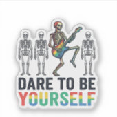 Regenboog Skelet Durf Jezelf Te Zijn Vectorontwerp Sticker (Voorkant)