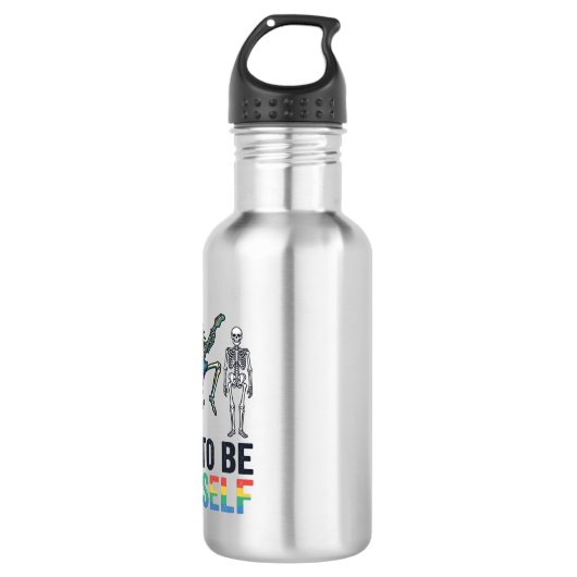 Regenboog Skelet Durf Jezelf Te Zijn Vectorontwerp Waterfles (Voorkant)