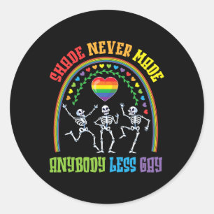 Regenboog skeletten dansende schaduw maakte nooit  ronde sticker