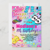 Regenboog Sleepover Verjaardagsfeest Kaart (Voorkant)