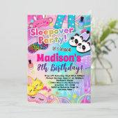 Regenboog Sleepover Verjaardagsfeest Kaart (Staand voorkant)