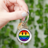 Regenboog Smiley Gezicht Sleutelhanger (Hand)