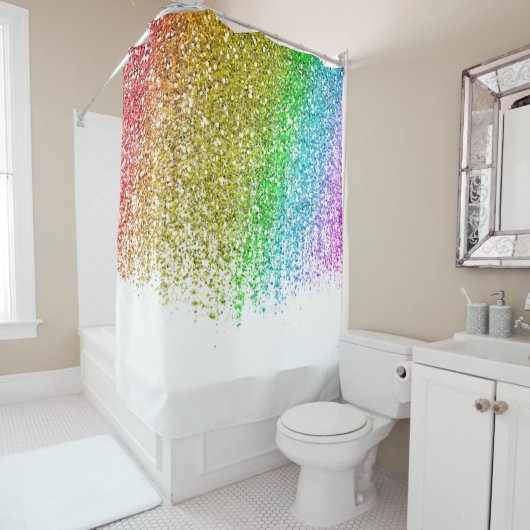 Regenboog Sneeuwkegel Glitter Gordijn (In situ)
