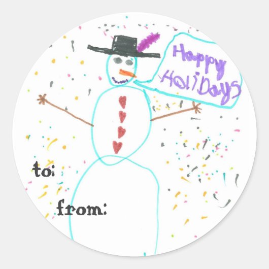 Regenboog sneeuwman cadeautag labels (Voorkant)