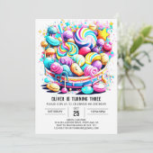 Regenboog Snoep bewerkbare Verjaardag Kaart (Staand voorkant)