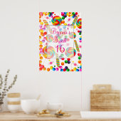 Regenboog Snoep Candyland Verjaardagsfeest Banner Poster (Keuken)