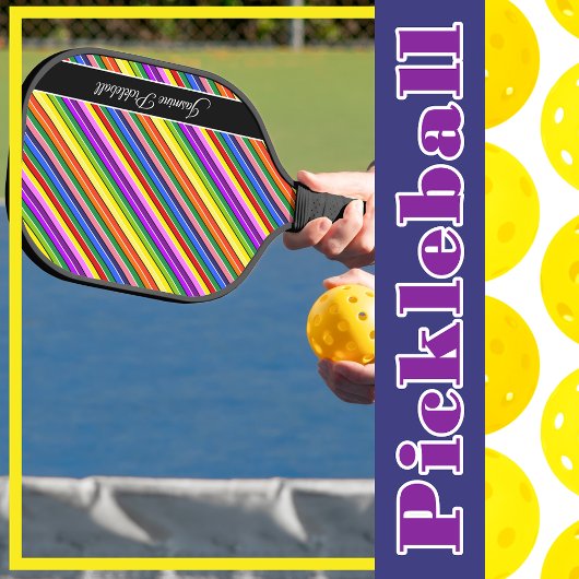 Regenboog Snoep gekleurde gestreepte gepersonalise Pickleball Paddle