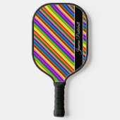 Regenboog Snoep gekleurde gestreepte gepersonalise Pickleball Paddle (Achterkant)