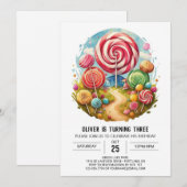 Regenboog Snoep Lollipop Verjaardag Kaart (Voorkant / Achterkant)