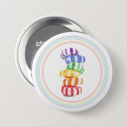 REGENBOOG SNOEP Ronde Pin Button (Voorkant /achterkant)