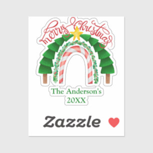 Regenboog Snoepriet Rood Groen Kerstbomen Sticker