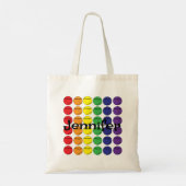 Regenboog Softbal met naam Tote Bag (Achterkant)