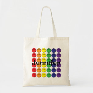 Regenboog Softbal met naam Tote Bag