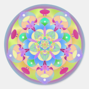 Regenboog Song Mandala Ronde Sticker