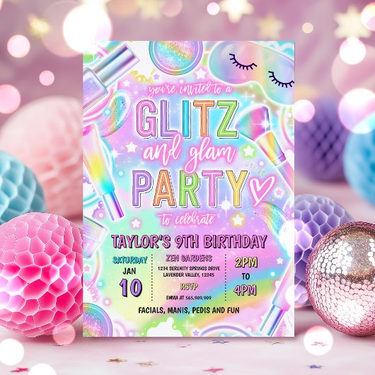 Regenboog Spa Feest Glow Make-up Verwennen Verjaar Kaart