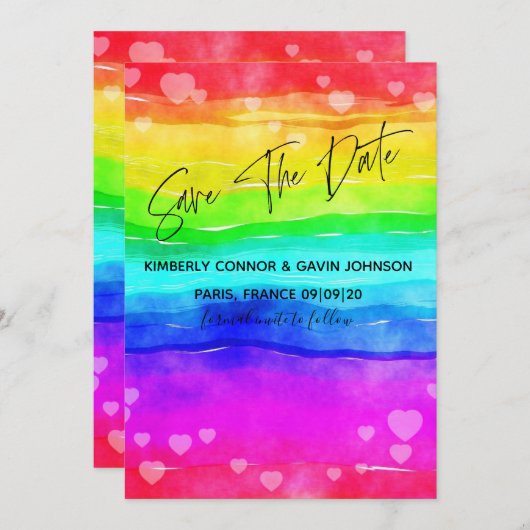 Regenboog sparen de Datum Save The Date (Voorkant / Achterkant)