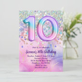 Regenboog Sparkle Glitter 10e Verjaardagsfeest Kaart (Staand voorkant)