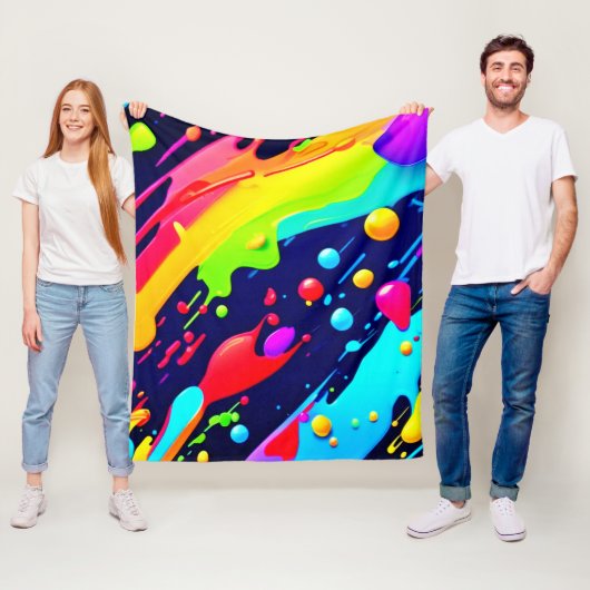 Regenboog Spat Kunst Fleece Deken (In situ)