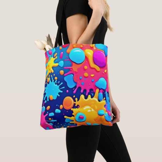 Regenboog Spat Verf Kunst Tote Bag (Dichtbij)