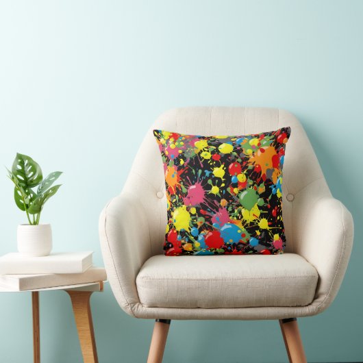 Regenboog Spatverf Druppels Patroon Ontwerp Kussen (Stoel)