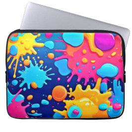 Regenboog Spatverf Kunst Laptop Sleeve