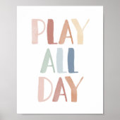 Regenboog Speel de Hele Dag Kinderkamer Decor Poster (Voorkant)